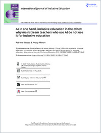 aiinonehandinclusiveeducationintheotherwhymainstreamteacherswhouseaidonotuseitforinclusiveeducation